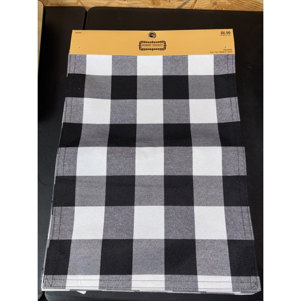Set 2 ROBERT STANLEY Buffalo Check Placemats Black Red 18" x 13" Farmhouse‎ NWT